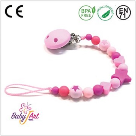 Babyjart Catenella portaciuccio silicone senza nome, gancio/adattatore ciuccio mam