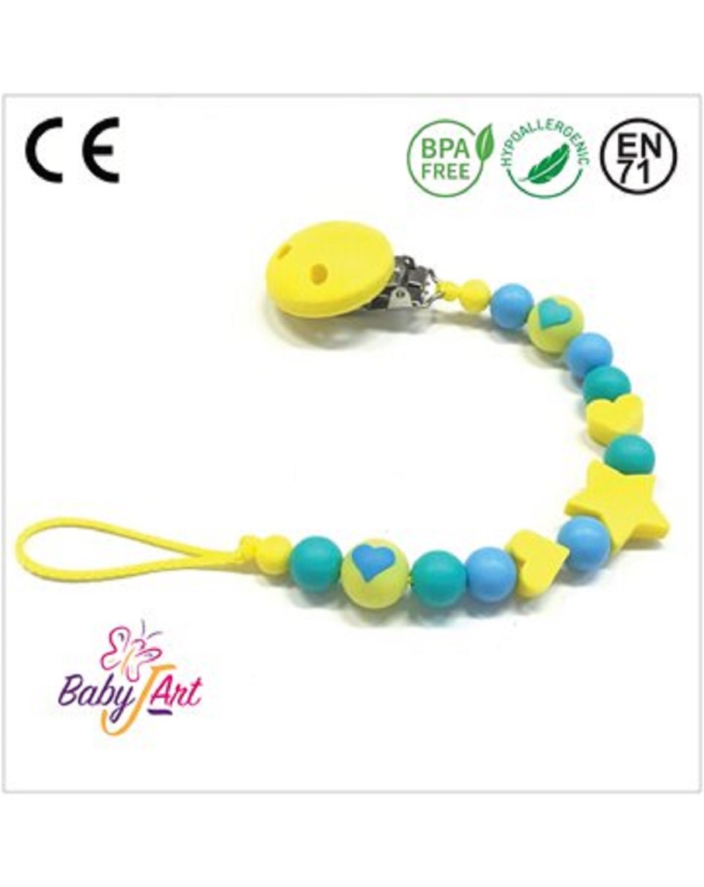 Babyjart Catenella portaciuccio silicone senza nome, gancio/adattatore  ciuccio mam