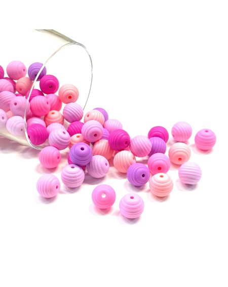 KIT SILICONE STRIPED BEADS 50 PCS 15mm