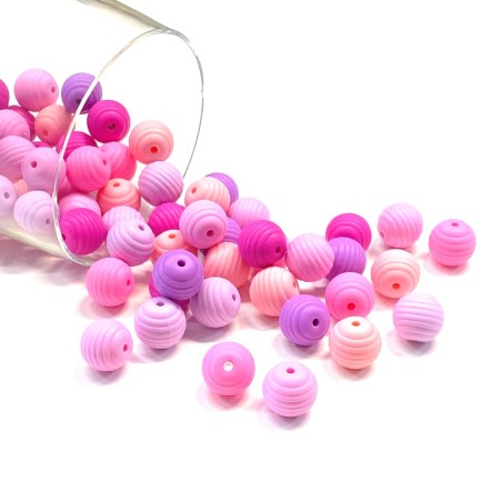 KIT SILICONE STRIPED BEADS 50 PCS 15mm