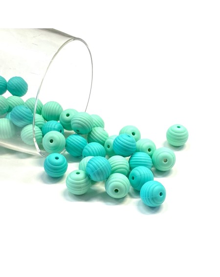 KIT SILICONE STRIPED BEADS 50 PCS 15mm