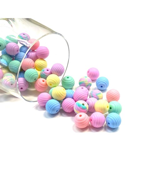 KIT SILICONE STRIPED BEADS 50 PCS 15mm