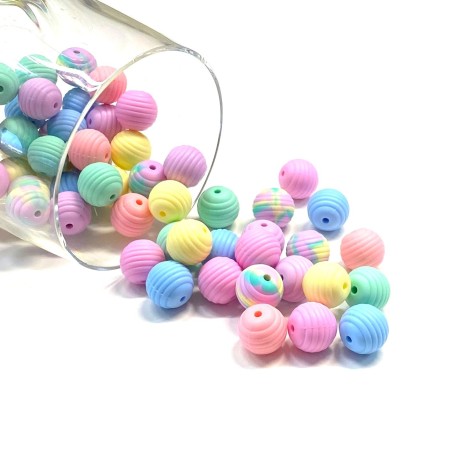 KIT SILICONE STRIPED BEADS 50 PCS 15mm