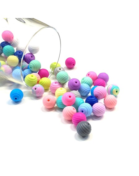 KIT SILICONE STRIPED BEADS 50 PCS 15mm