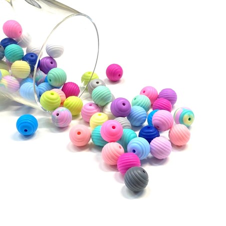 KIT SILICONE STRIPED BEADS 50 PCS 15mm