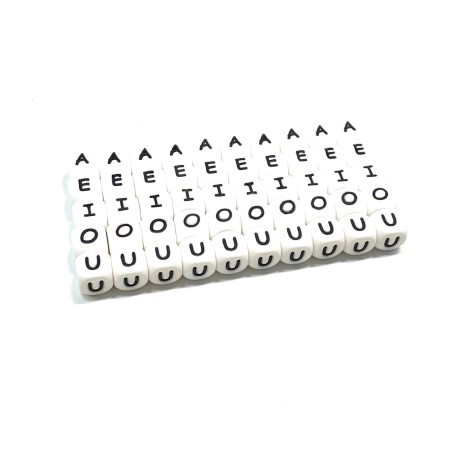 KIT 50 pcs Silicone alphabet letters VOWELS 12mm