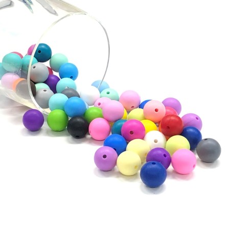 Wholesale 100Pcs 15mm Silicone Beads Multicolor Round Silicone