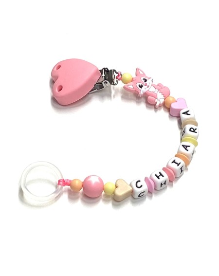 Babyjart silicone dummy chain with name, hook / adapter pacifier MAM and CHICCO