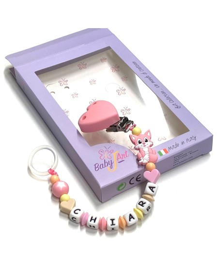 Babyjart silicone dummy chain with name, hook / adapter pacifier MAM and CHICCO