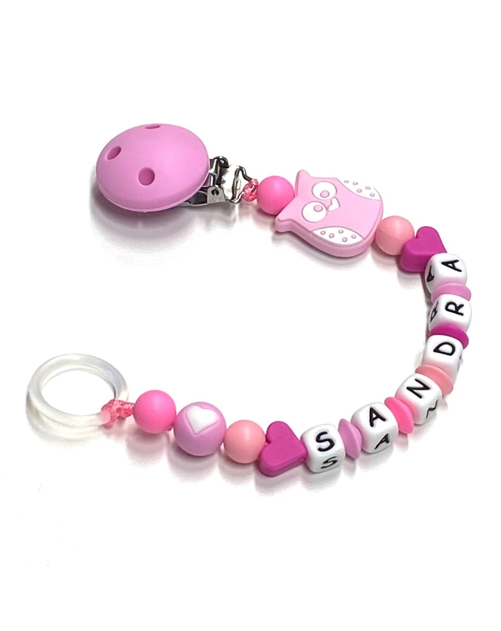 Babyjart silicone dummy chain with name, hook / adapter pacifier MAM and CHICCO