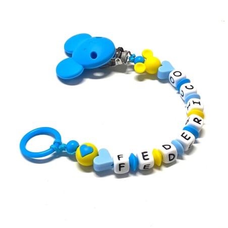 Babyjart silicone dummy chain with name, hook / adapter pacifier MAM and CHICCO