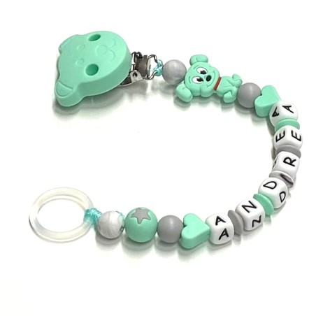 Babyjart silicone dummy chain with name, hook / adapter pacifier MAM and CHICCO