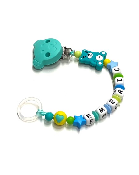 Babyjart silicone dummy chain with name, hook / adapter pacifier MAM and CHICCO