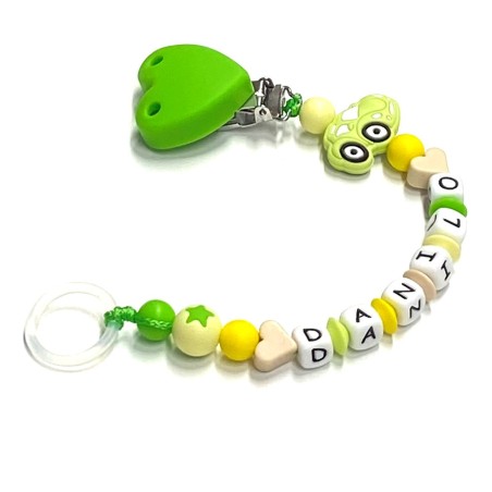 Babyjart silicone dummy chain with name, hook / adapter pacifier MAM and CHICCO