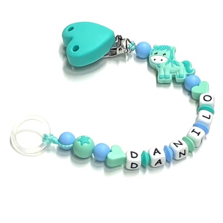 Babyjart silicone dummy chain with name, hook / adapter pacifier MAM and CHICCO