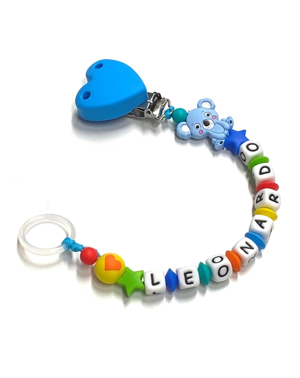 Babyjart silicone dummy chain with name, hook / adapter pacifier MAM and CHICCO