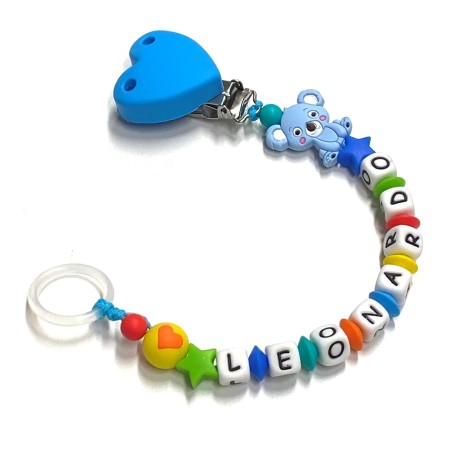 Babyjart silicone dummy chain with name, hook / adapter pacifier MAM and CHICCO