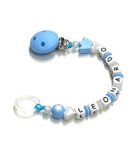 Babyjart Silikonschnullerkette mit Name, Haken / Adapter Schnuller MAM und CHICCO