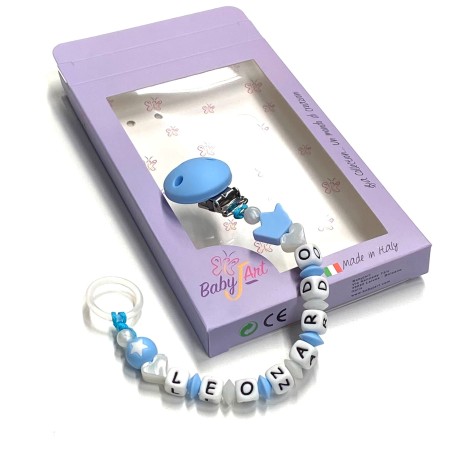 Babyjart silicone dummy chain with name, hook / adapter pacifier MAM and CHICCO