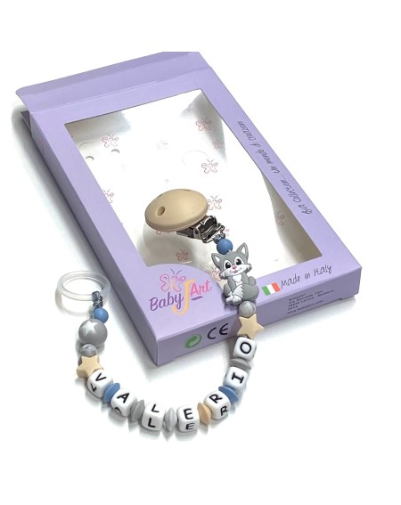 Babyjart silicone dummy chain with name, hook / adapter pacifier MAM and CHICCO