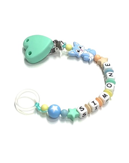 Babyjart silicone dummy chain with name, hook / adapter pacifier MAM and CHICCO