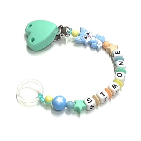 Babyjart silicone dummy chain with name, hook / adapter pacifier MAM and CHICCO