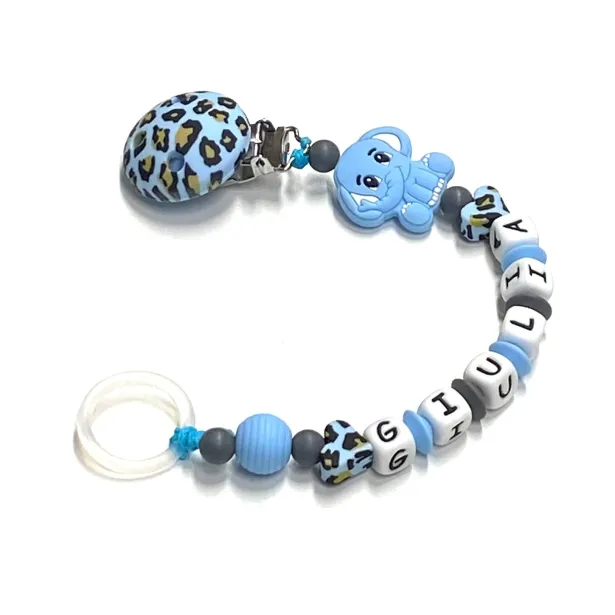 Babyjart Cadena de silicona para chupete con nombre, gancho / adaptador para chupete mam y modelo de chicco