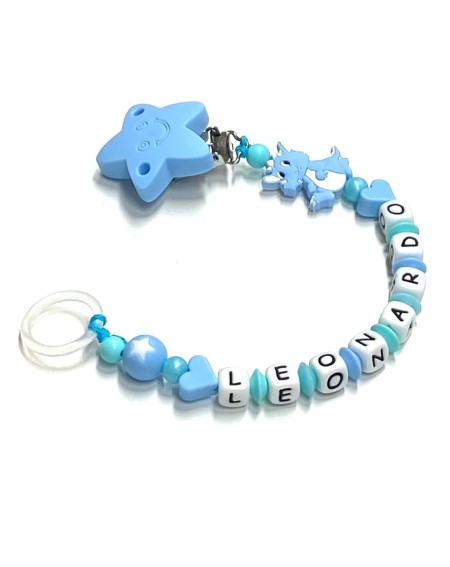 Babyjart silicone dummy chain with name, hook / adapter pacifier MAM and CHICCO