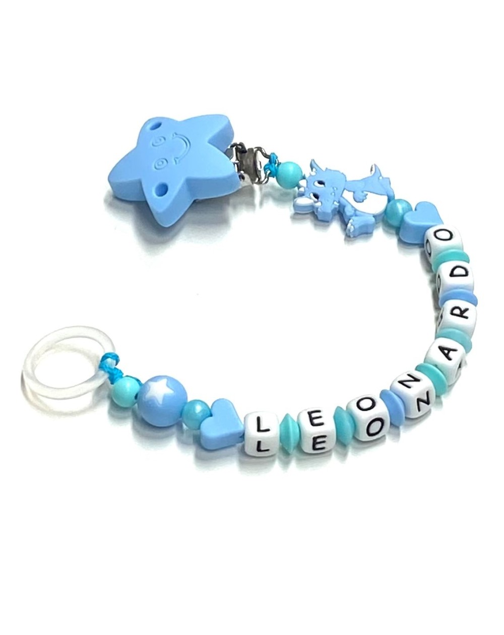 Babyjart silicone dummy chain with name, hook / adapter pacifier MAM and CHICCO