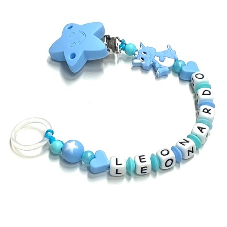 Babyjart silicone dummy chain with name, hook / adapter pacifier MAM and CHICCO