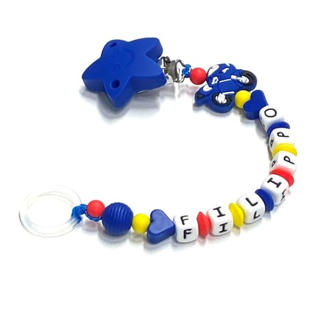 Babyjart silicone dummy chain with name, hook / adapter pacifier MAM and CHICCO