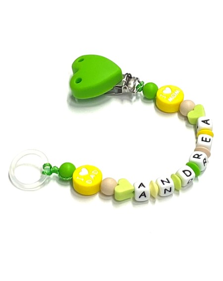 Babyjart silicone dummy chain with name, hook / adapter pacifier MAM and CHICCO