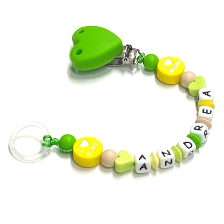 Babyjart silicone dummy chain with name, hook / adapter pacifier MAM and CHICCO