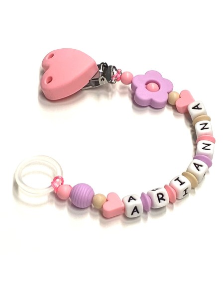 Babyjart silicone dummy chain with name, hook / adapter pacifier MAM and CHICCO