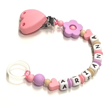 Babyjart silicone dummy chain with name, hook / adapter pacifier MAM and CHICCO