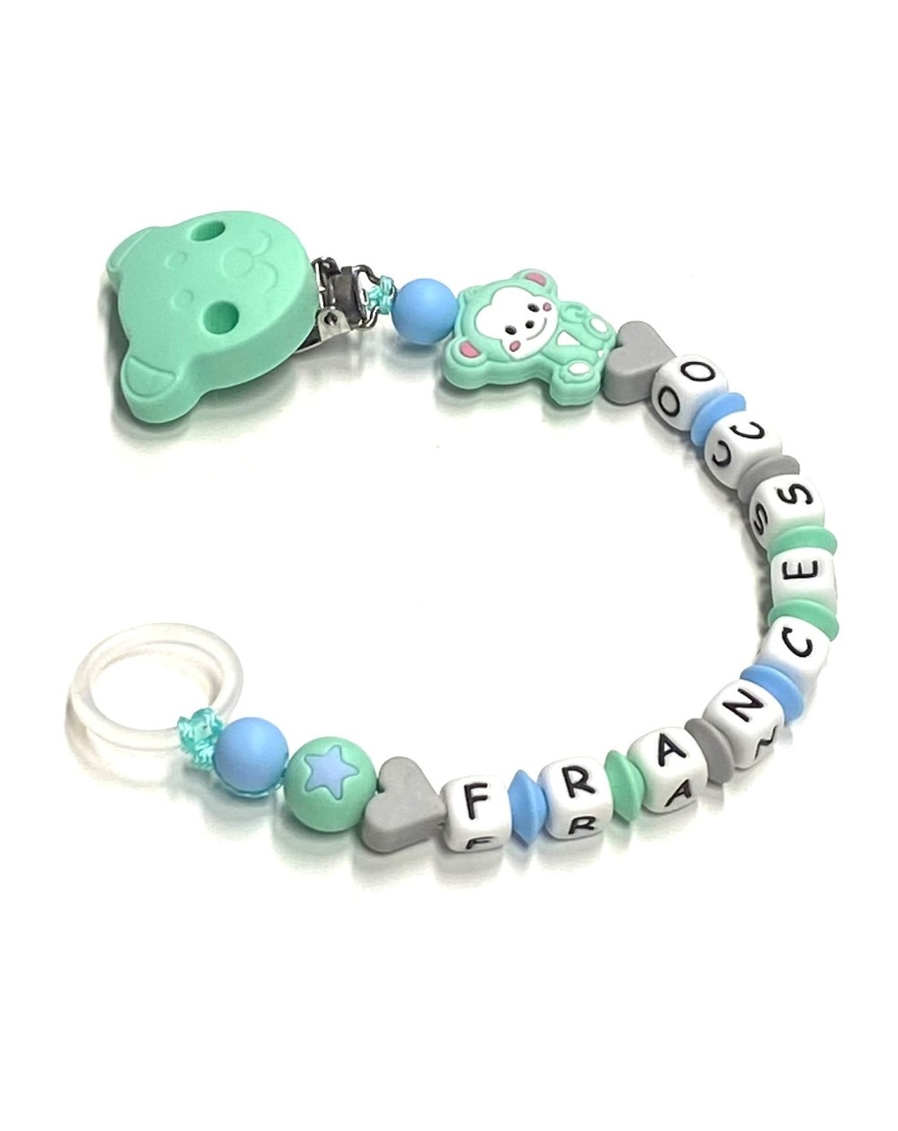 Babyjart silicone dummy chain with name, hook / adapter pacifier MAM and CHICCO