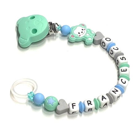 Babyjart silicone dummy chain with name, hook / adapter pacifier MAM and CHICCO