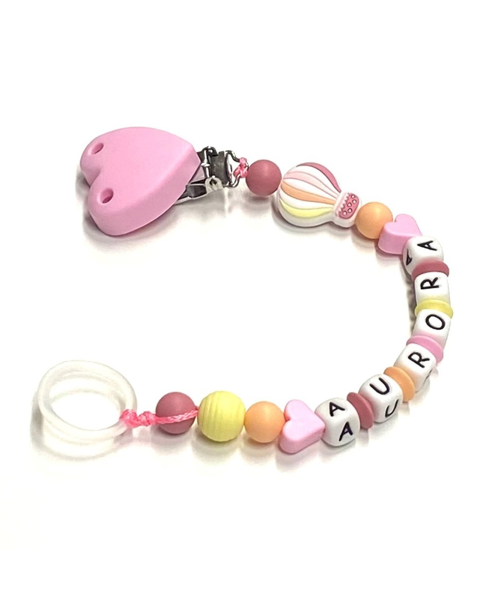 Babyjart silicone dummy chain with name, hook / adapter pacifier MAM and CHICCO