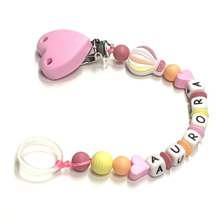 Babyjart silicone dummy chain with name, hook / adapter pacifier MAM and CHICCO