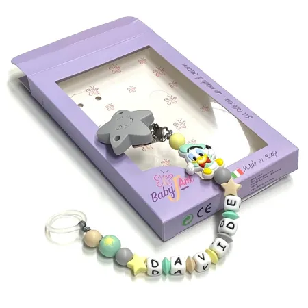 Babyjart Cadena de silicona para chupete con nombre, gancho / adaptador para chupete mam y modelo de chicco 2