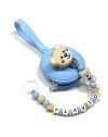 Babyjart Silikonschnullerkette PRESTIGE MOSCHINO mit Name, Haken / Adapter Schnuller MAM und CHICCO