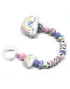 Babyjart Silikonschnullerkette PRESTIGE REGENBOGEN mit Name, Haken / Adapter Schnuller MAM und CHICCO