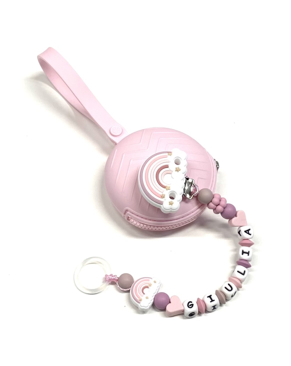 Catenella Portaciuccio In Silicone, Senza BPA, Verde E Bianco - Clip Per Ciuccio Regolabile, Sicura, Con Confezione Regalo