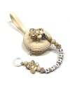 Babyjart silicone dummy chain PRESTIGE LION with name, hook / adapter pacifier MAM and CHICCO