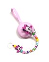 Babyjart Catenella portaciuccio PRESTIGE MINNIE in silicone con nome, gancio/adattatore ciuccio MAM e CHICCO