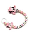 Babyjart Catenella portaciuccio PRESTIGE MINNIE in silicone con nome, gancio/adattatore ciuccio MAM e CHICCO