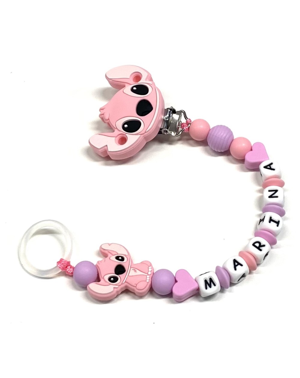 Babyjart Cadena de silicona para chupete con nombre, gancho / adaptador  para chupete mam y modelo de chicco