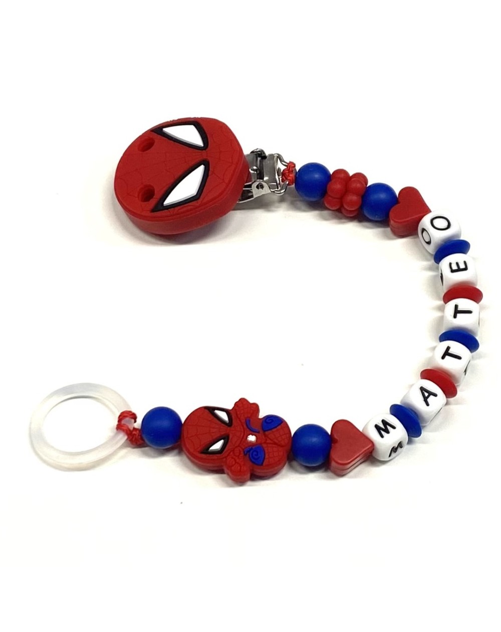 Babyjart silicone dummy chain PRESTIGE SPIDERMAN with name, hook ...