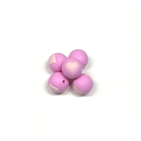 Beads with HEART in Silicone 15mm