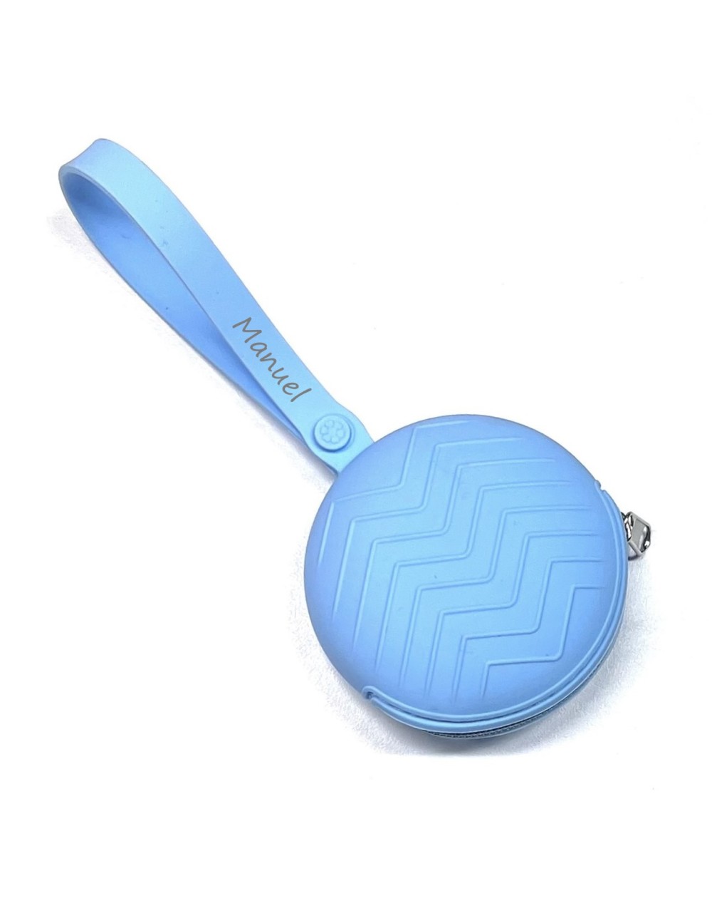 PERSONNALISER Étui à chaîne rond pour porte-sucette BLUE PASTEL